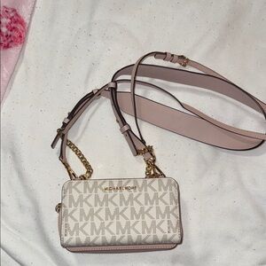 Michael Kors Beige and Pink Crossbody Bag